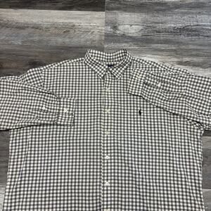 Polo Golf Ralph Lauren Black White Tattersall Check Mens XL Lofting Button‎ Up
